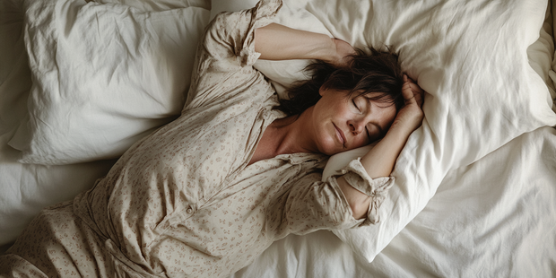 felsfactory_A_woman_in_her_40s_sleeping_in_bed_with_white_sheet_6ce36202-8515-4f48-bffe-0884ba459f6d.png