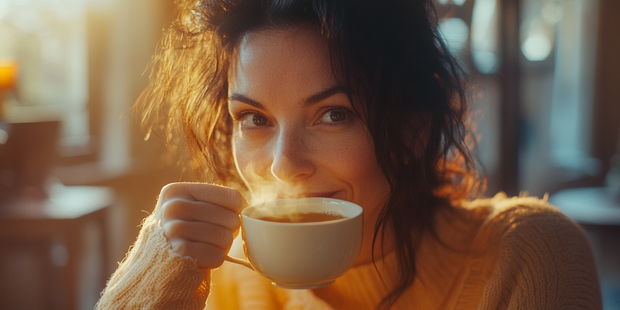 felsfactory_A_woman_with_dark_hair_in_her_40s_drinking_a_cup_of_bc142387-f2d4-4b71-9fc5-1fc69ddb3bdc.png